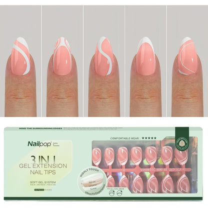 Nailpop 150Pcs French Gel Nail Tips Medium Almond Pre-Colored Press on Nails Skin Tones Soft Gel Nails False Nail Extensions.