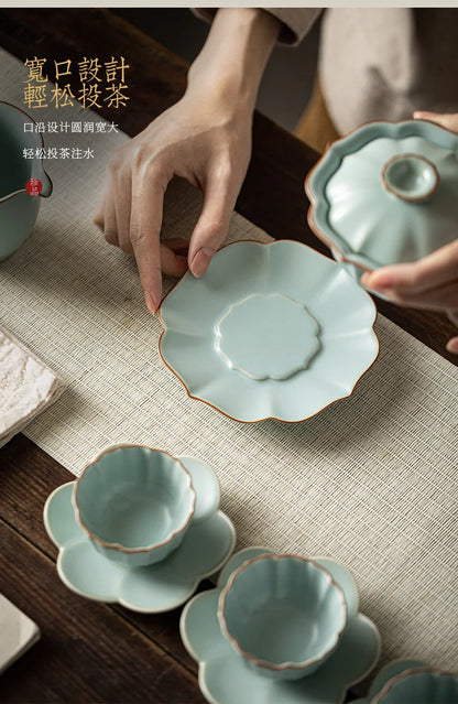 155ml Imitation Song Dynasty Azure Ru Kiln Gaiwan Porcelain Bowl Tea Bowl Tea Tureen Tea Brewing Cover Bowl Chinese Tea Set Gift