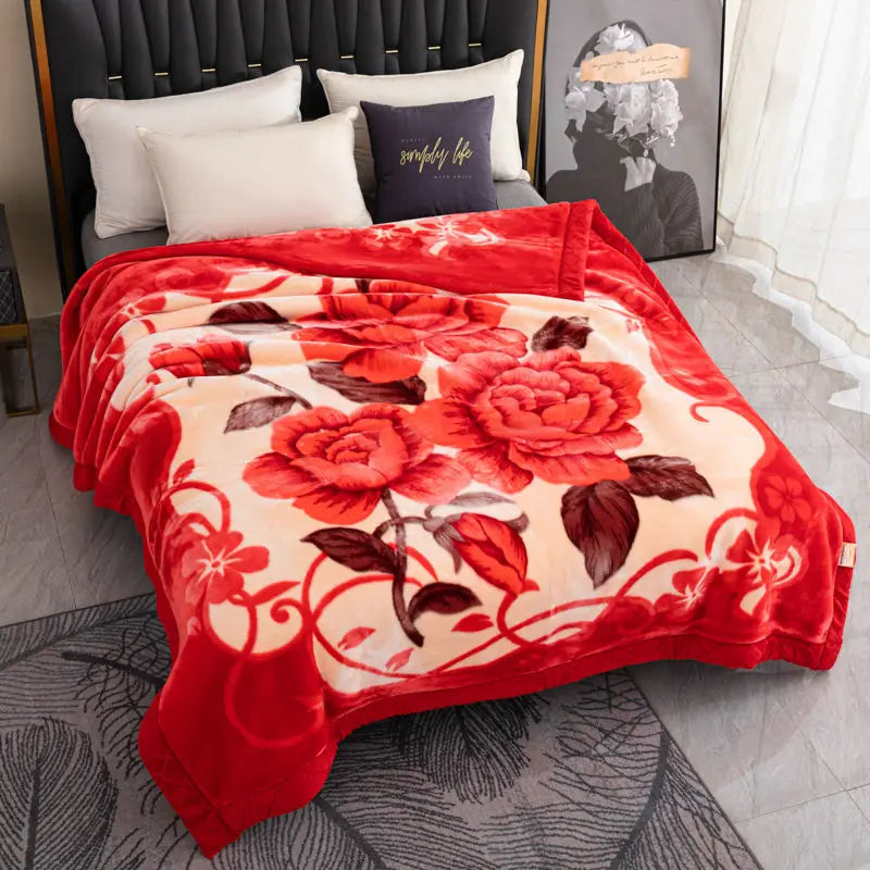 150x200cm Raschel Blanket Thick Double-layer Soft Plush Quilt Double Sided Velvet Winter Dormitory Office Sofa Warm Bed Sheet.