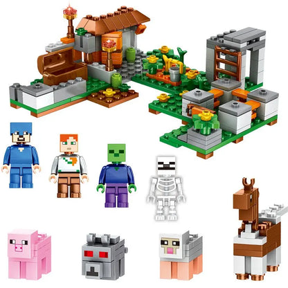 Children's Puzzle Building Block Toys, Village Slides, Caves, Mines, Horse Cities, Cats, Leopards, Jungles, Educational Toy For.