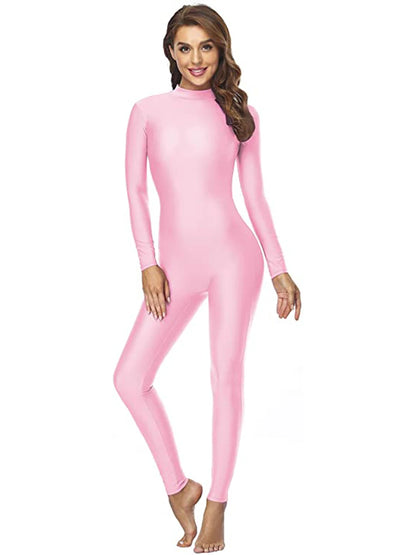 Unisex  Turtleneck Unitard Full Body Leotard  Long Sleeve Yoga Bodysuit Women Catsuit Daily Fitness Wear Cosplay Suits