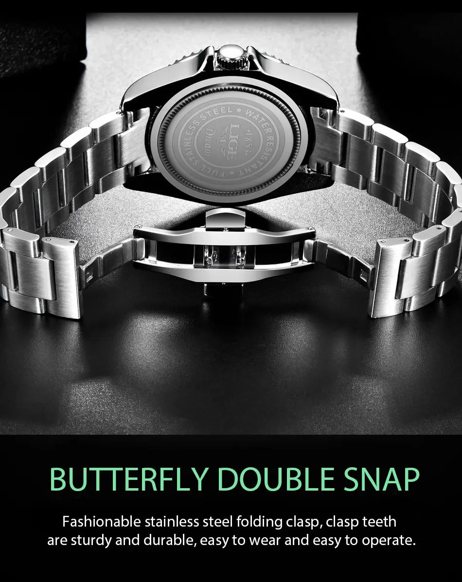 LIGE Top Brand Luxury Fashion Diver Watch Men 30ATM Waterproof Date Clock Sport Watches Mens Quartz Wristwatch Relogio Masculino.