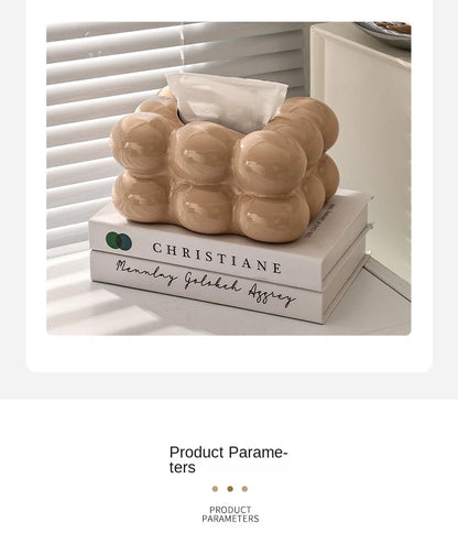 Cotton Candy Drawer Tissue Box Ceramic Light Luxury Home Living Room Creative Table Tissue Box Modern Ceramics Tissue Case.