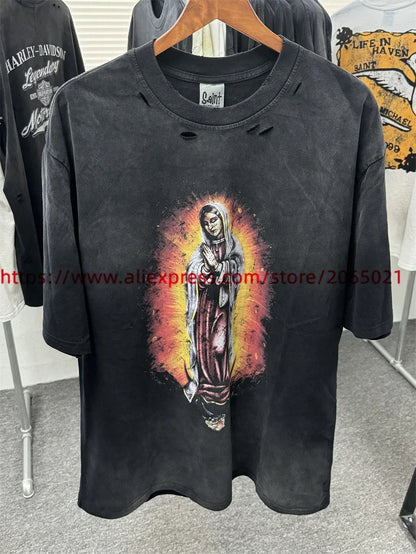SAINT Vintage NIN Nine-inch Nail T-Shirts Best Quality Vintage Washed T Shirt Tee Tops.