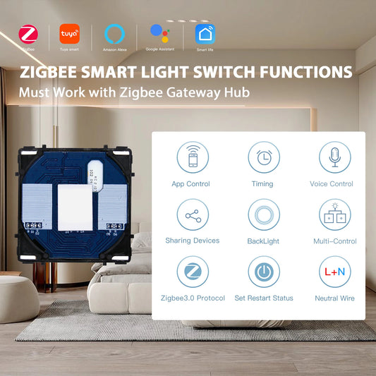 Bseed EU Standard Zigbee Lichtschalter Teile 1/2/3Gang Dimmer Vorhang Modul DIY Teil Tuya Smart Life Control Neutral Erforderlich.