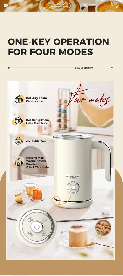 Cafelffe 4in1 Electric Milk Frother Frothing Foamer Chocolate Mixer Cold/Hot Latte Cappuccino Automatic foam milk heater Warmer.