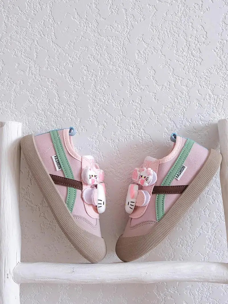 Sanrio Girl Kawaii Canvas Shoes Kindergarten Baby Child Cute Hello Kitty Spring Autumn Fashion Outdoor Running Sports Leisure.