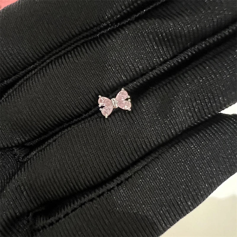 1PCS Cute Pink Zircon 316L Stainless Steel Ear Bone Nail New Fashion Y2K Punk Small Earring for Women Cochlea Jewelry Party Gift