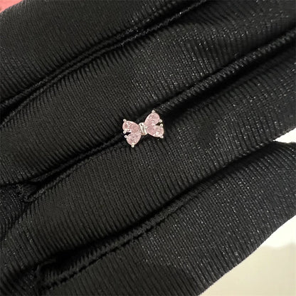 1PCS Cute Pink Zircon 316L Stainless Steel Ear Bone Nail New Fashion Y2K Punk Small Earring for Women Cochlea Jewelry Party Gift