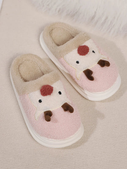 Smile PoP Cute Women Slippers Indoor Fuzzy Women House Slippers Classic Cartoon Casual Home Shoes Warm Bedroom  Animals Shoes.