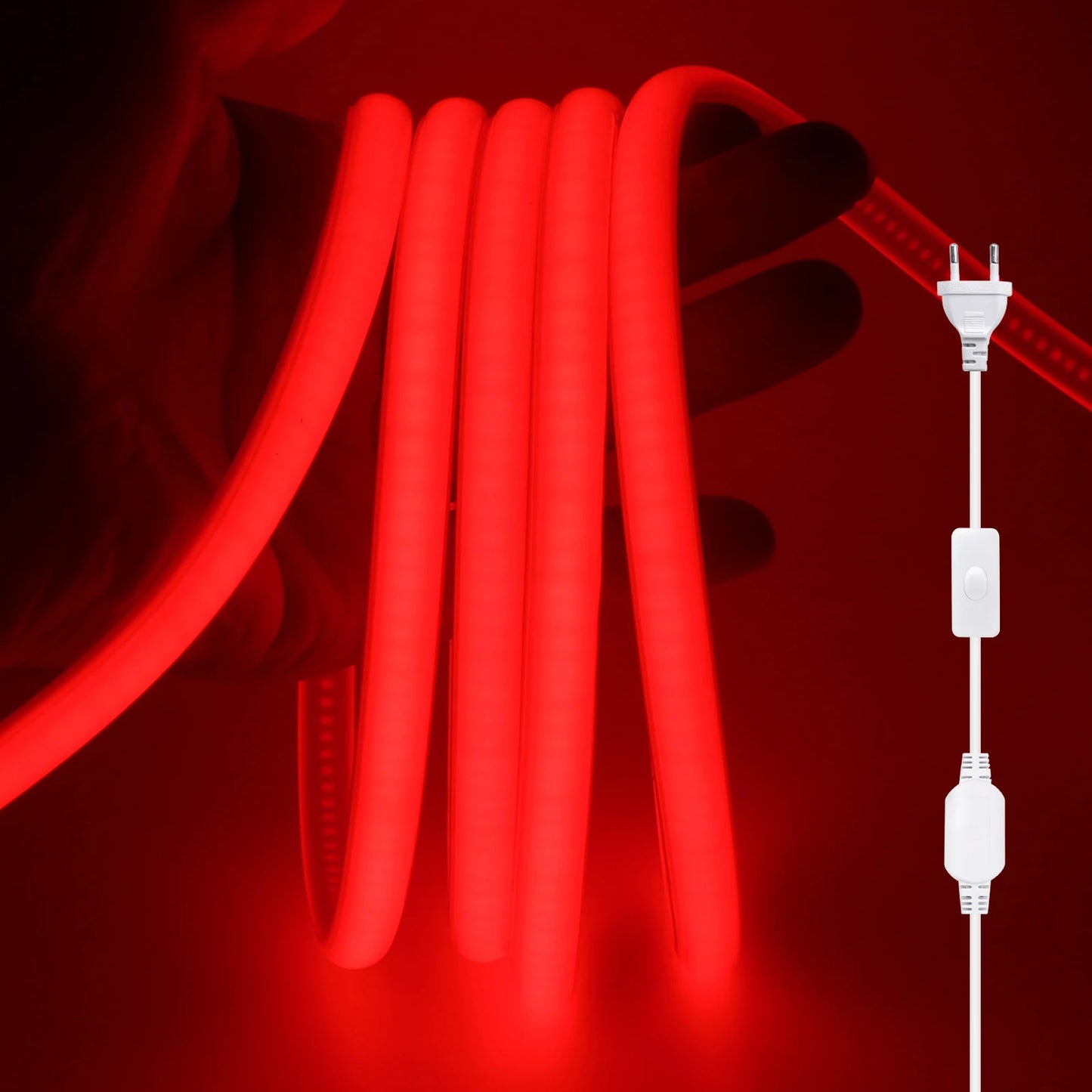 220V COB LED Light Strip Waterproof With EU Plug Red/Blue/Pink/Green Home Outdoor Garden Lighting Flex Silicone Tube Neon Lamp