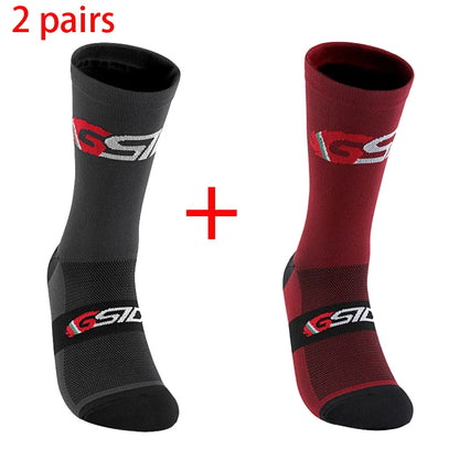 GSIDI2pairs 2023 New Cycling Socks Bike Nurse Compression Road Bike Running Mtb Knee-high White Sports Funny Brand Black.