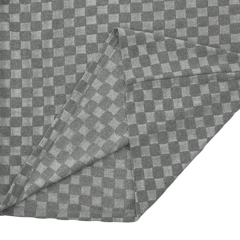 European and American Oversized Fashion Brand Men's Summer New Chessboard Plaid Loose Sports and Leisure Two-Piece Set