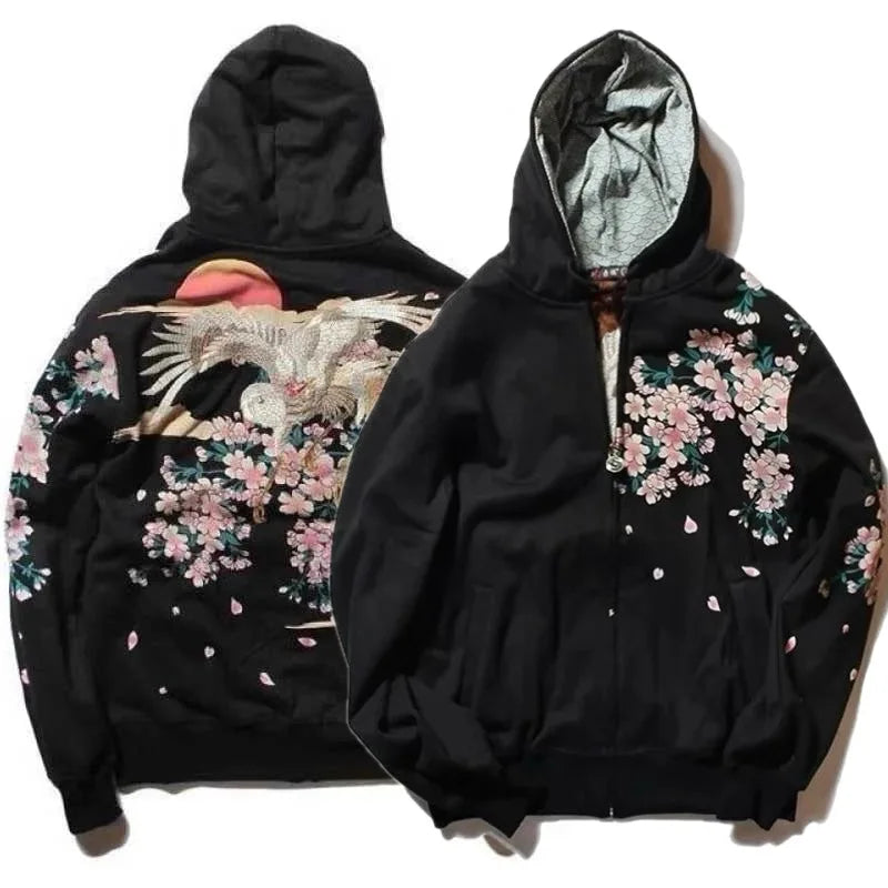 American Y2K New Fashion Trend Fleece Padded Zipper Hoodie Women Street Hip Hop Joker Loose Sweatshirt Couple Casual Punk Hoodie
