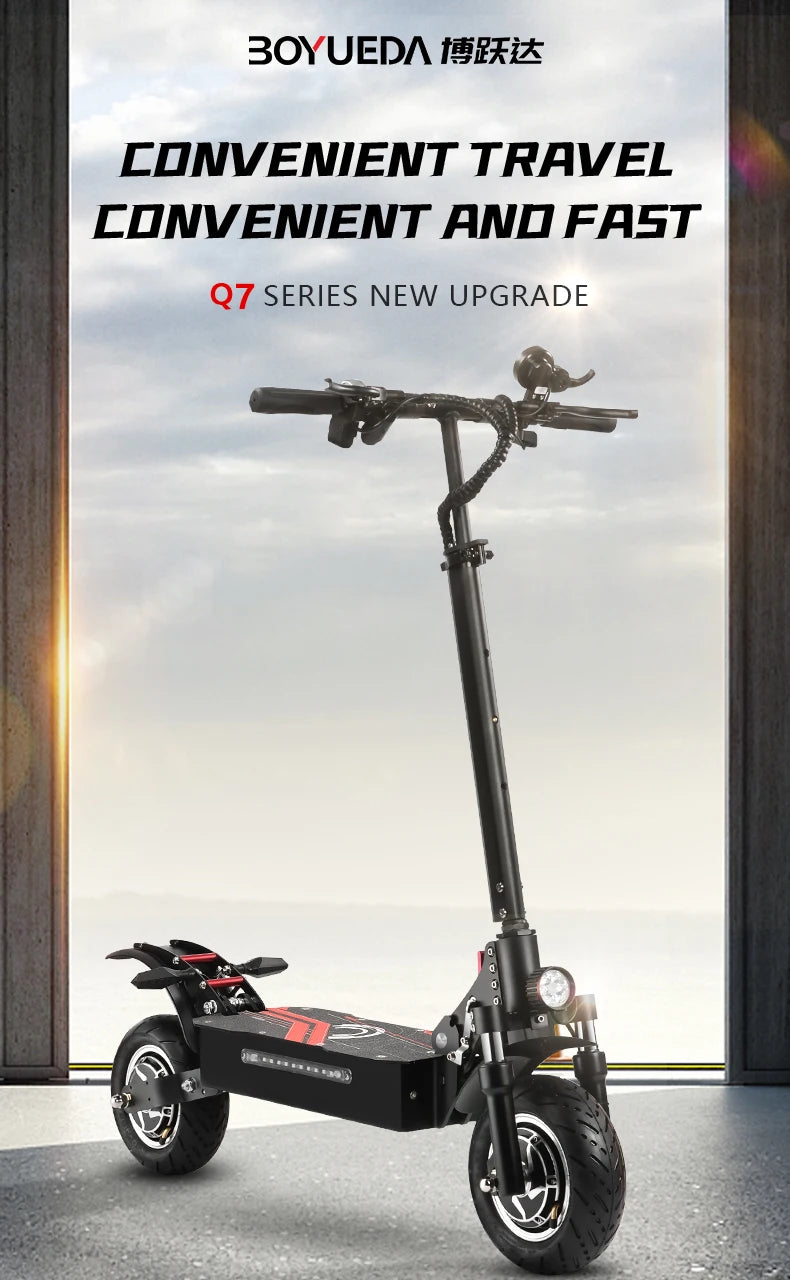 BOYUEDA Q7 PRO Adult EScooter 1600W*2 Dual Motor Foldable City E-Scooter 52V19AH 10” Tire Off-Road Electric Scooter.