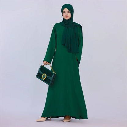 Ramadan Eid Solid Linen Dubai Abaya Turkey Islam Muslim Modest Dress Kaftan Prayer Clothes For Women Kebaya Robe Femme Musulmane