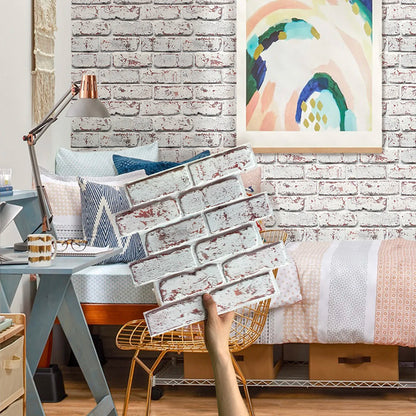 10pcs 3D Faux Brick Wall Sticker, Self-adhesive Wall Panels for Kitchen Backsplash, Bedroom, Living Room Decor, 30 x 30cm