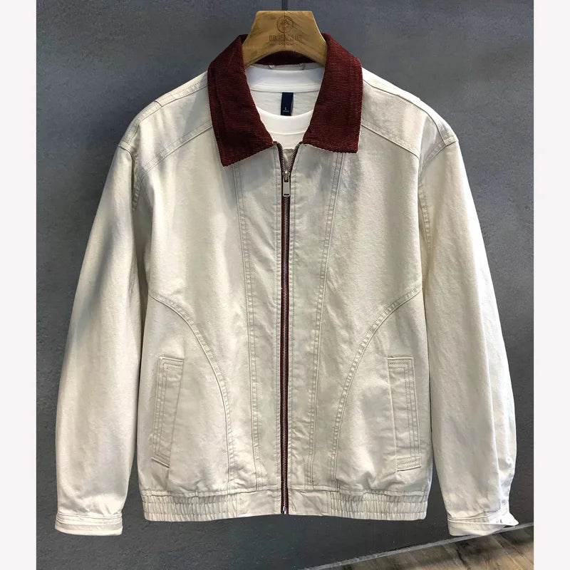 Men Spring Autumn Washed Cotton Loose Casual American Retro Cargo Jacket Man Streetwear Cityboy Coat Outerwear Varsity Jacket