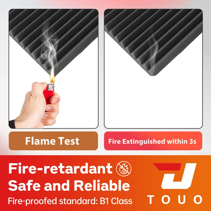 TOUO Acoustic Panels Wedge Foam 47.2"x23.6" 1-4Pack Noise Reducing Soundproof Wall Tiles for Home Theater Bar Studio