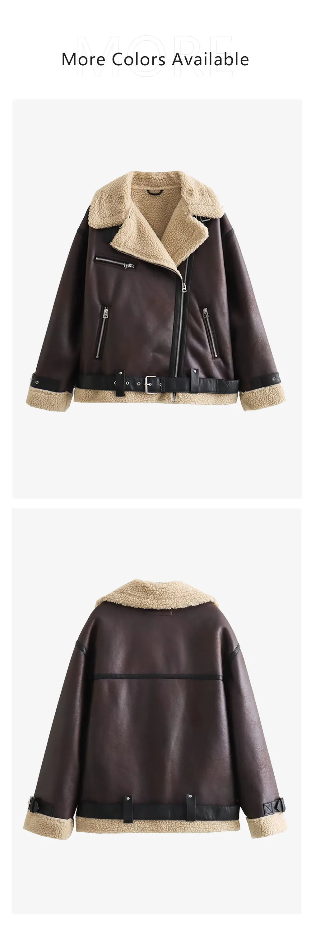 2023 Autumn/Winter New Women's Wear New Fashion Casual Loose Versatile Leather and Fur One Piece Jacket Coat.