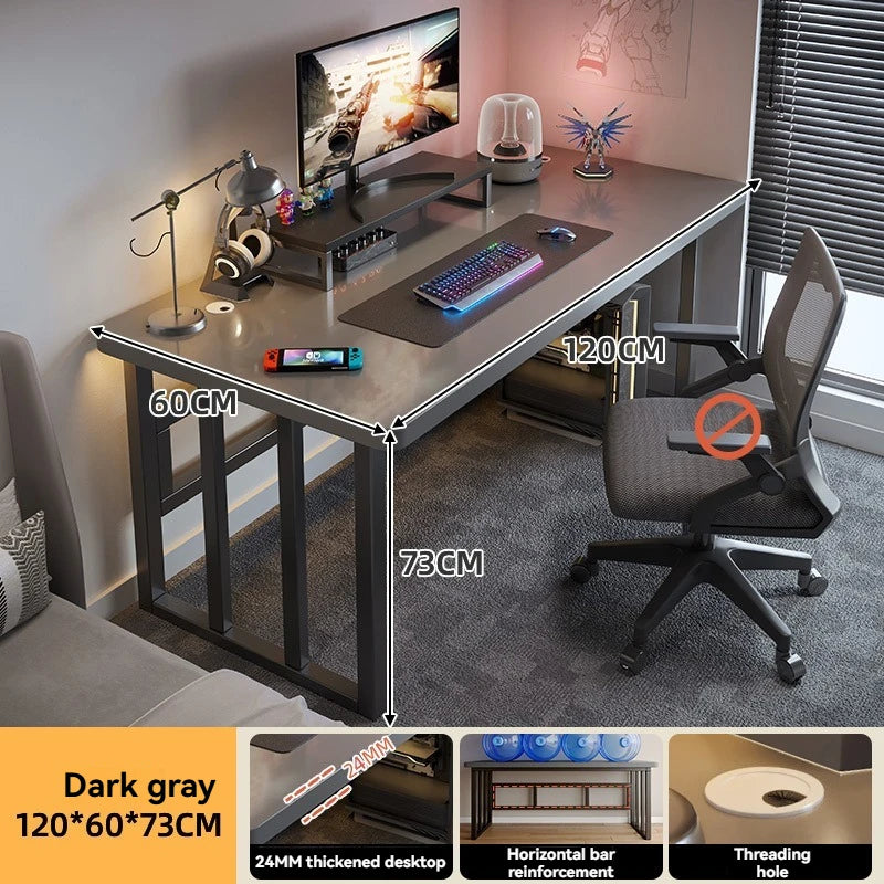 Computertisch, Desktop, Schlafzimmer zu Hause, Schülerlernen, Schreiben, Internet-Netzwerk, roter E-Sport-Schreibtisch, Miethaus, einfaches Büro