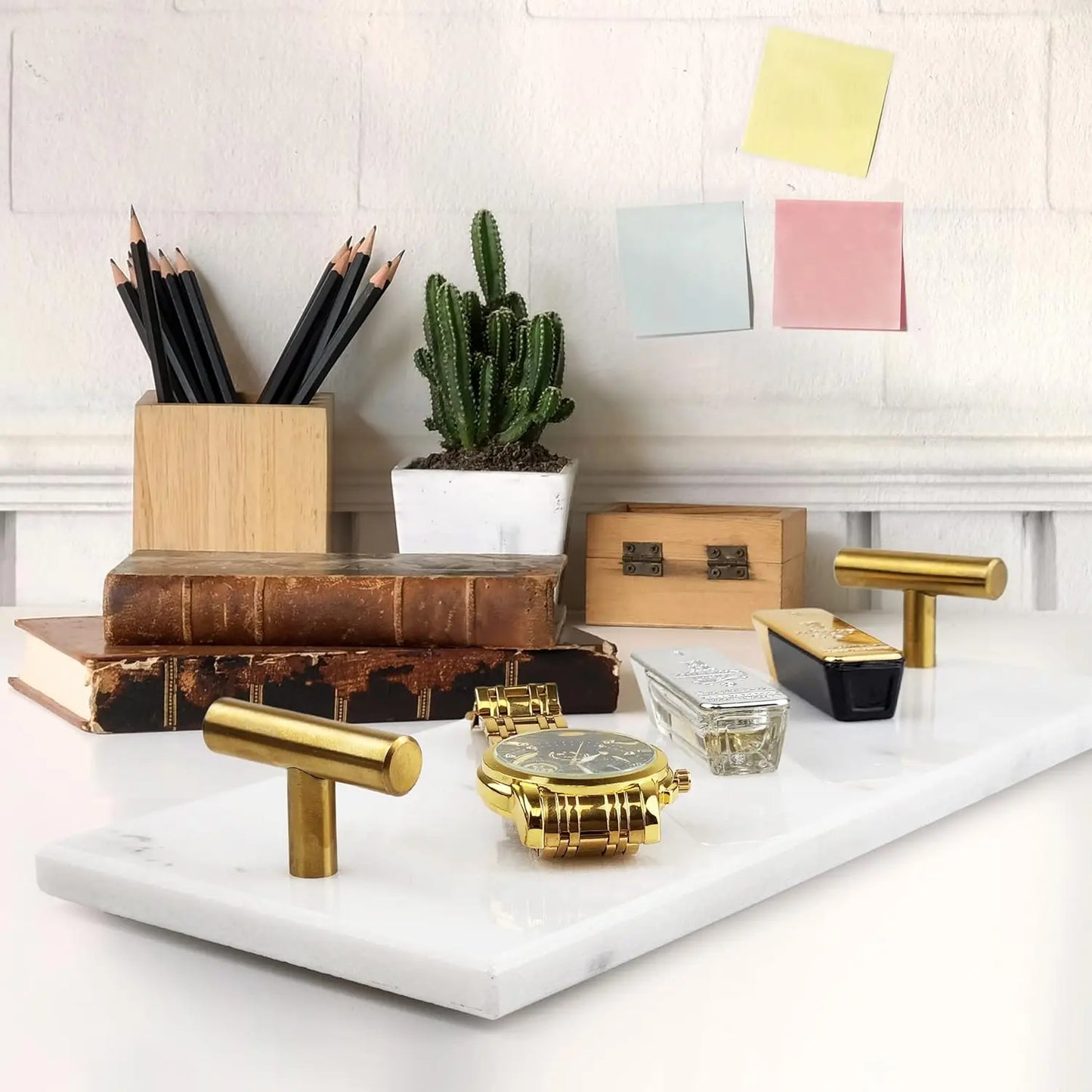 Guest Towel Holder Tray for Bathroom, 100% Natural White Marble Tray - Napkin Storage for-Bathroom, Decorative Vanity Stone Tray.