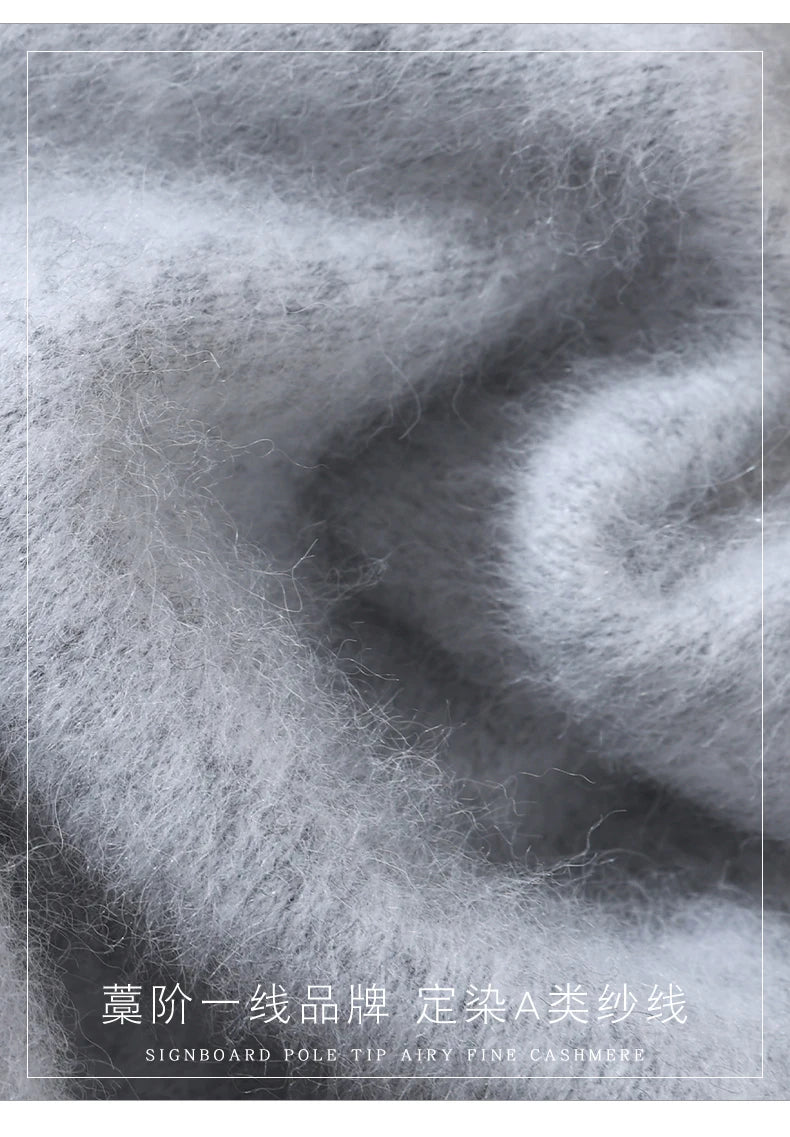 Women's Round-neck Mink Cashmere Sweater Soft Pullover Jumper Comfortable Knitted Top for Autumn Winter Pure Mink Material.