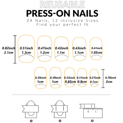 24pcs/set short square fake nails for women cute bride heart white french tips faux ongles y2k press on false nail supplies.