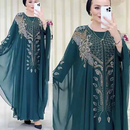 Abayas Für Frauen Dubai Luxus 2024 Chiffon Boubou Muslimischen Mode Kleid Kaftan Marocain Hochzeit Party Anlässe Djellaba Frauen