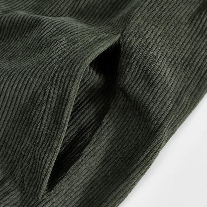 Men's Corduroy Jacket Stand-up Collar Slim Fit Retro Multi-pocket Workwear Commuter Coat for Spring And Autumn