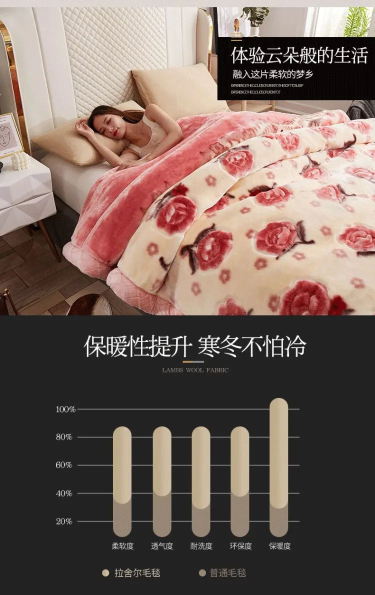 Double Layer Plush Blanket Winter Warm Comfortable Quilt Household Multiple Sizes Soft Comfortable Sheet 4 Season.