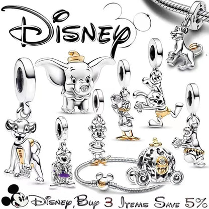 100% 925 sterling silver Disney 100th anniversary charm beads suitable for original DlY bracelet, women's fashion gift.
