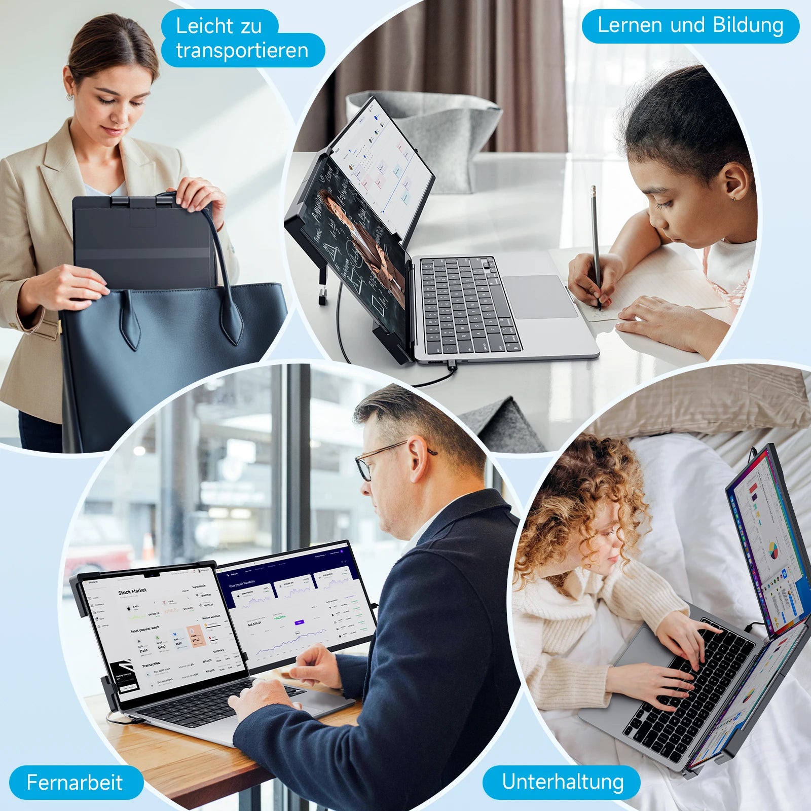 Dopesplay 14.1 inch Portable Monitors 1200P HDR External Screen Extender for Laptop XBox PS4 5 Second Display up to 17.3 Laptops.