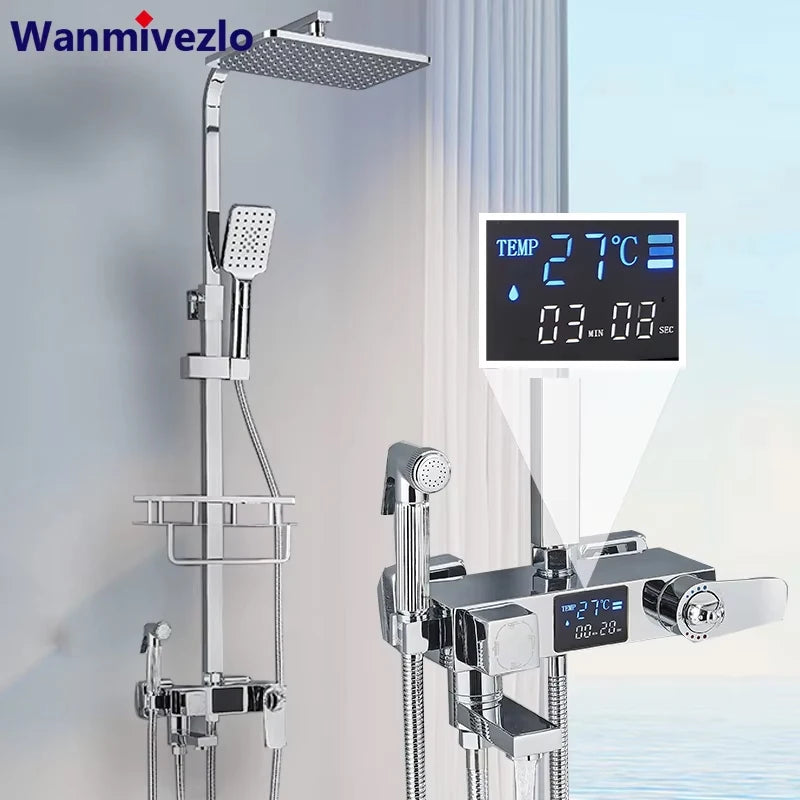 Chrome/Black Brass Shower Faucets Bathroom Shower Mixer Faucet Shower System Rainfall Shower Set Shower Spray For Bathroom