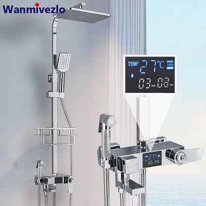 Chrome/Black Brass Shower Faucets Bathroom Shower Mixer Faucet Shower System Rainfall Shower Set Shower Spray For Bathroom