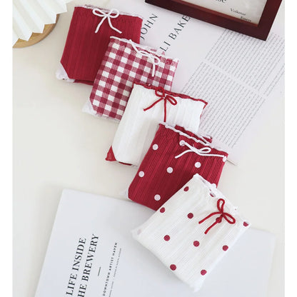 3pcs Cotton Women's Panties Sweet Cute Printed Student Mid-Waist Underwear Fashionable Breathable Girls Daily Briefs.