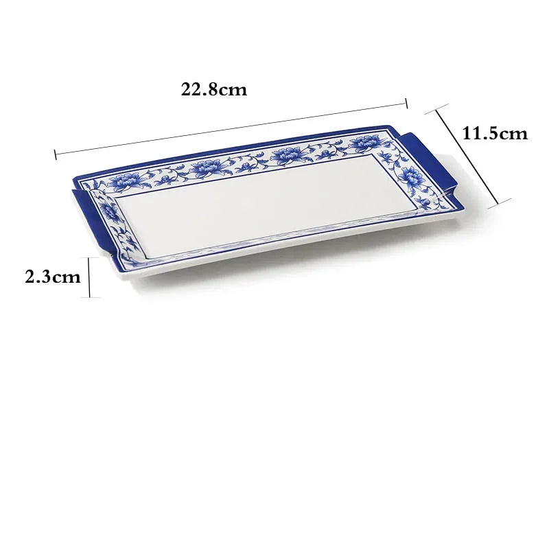 1pc Food Grade Plastic Dinner Plates Chinese Melamine Plastic Is Not Easy To Break Rectangular Plate Restaurant Kitchen Supplies.