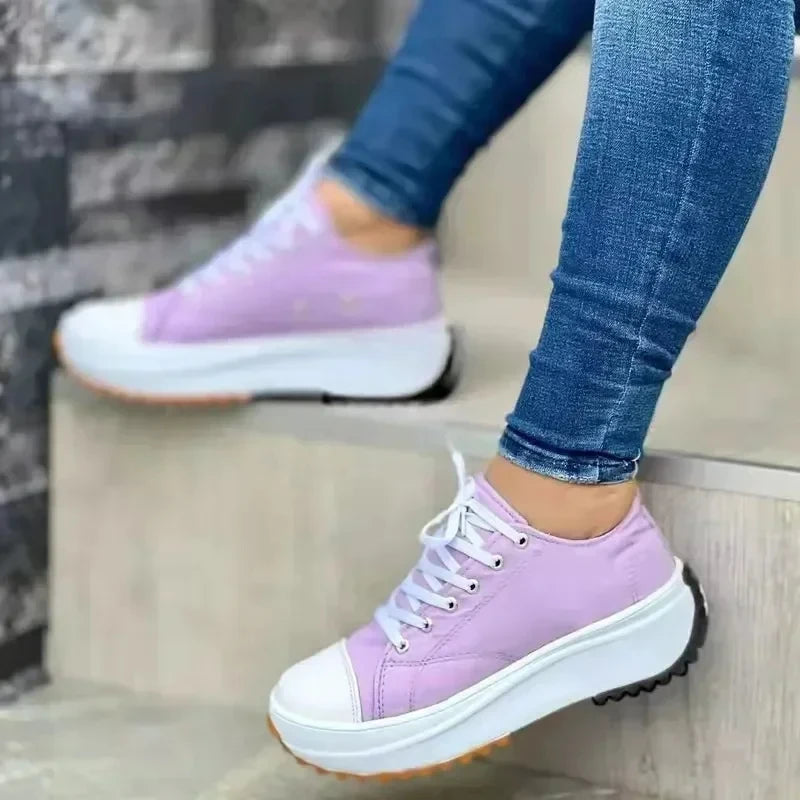 Shoes for Women Classic White Canvas Sneakers Fashion Platform Women Casual shoes High Quality Lace-Up Feamle Tennis Shoes 35-43.