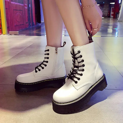 Autumn Winter Fashion Round Toe Lace-up Shoes Womens Boots Zip Ankle Boots For Women High Heels Basics Casual.