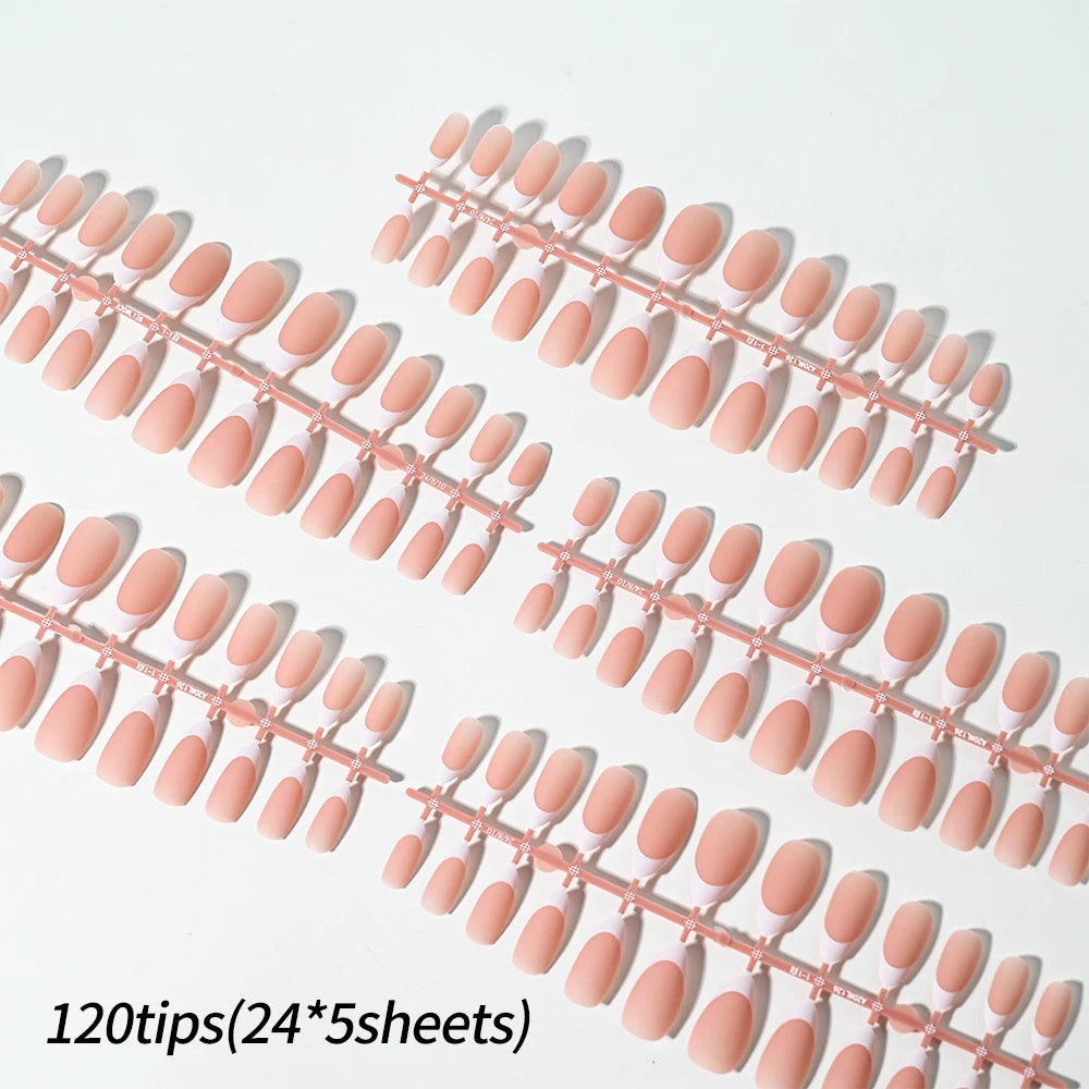 120/150pcs Matte White French Gel Nail Tips Medium Almond Nude Press On Nails 0.75-2.6cm Pink/Nude ABS Soft Gel Nail Flase Tips.
