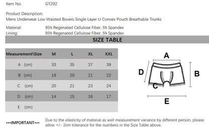 6er-Pack Herren-Unterwäsche, niedrige Leibhöhe, Boxershorts, einlagig, U-konvexer Beutel, Unterhose, atmungsaktive Boxershorts für Herren