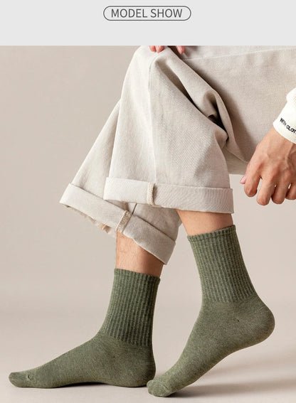 5/10 Pairs 95% Combed Cotton Socks Men Business Dress Long Socks Soft Breathable Spring Summer Colorful Sock For Man 5Pairs/Lot