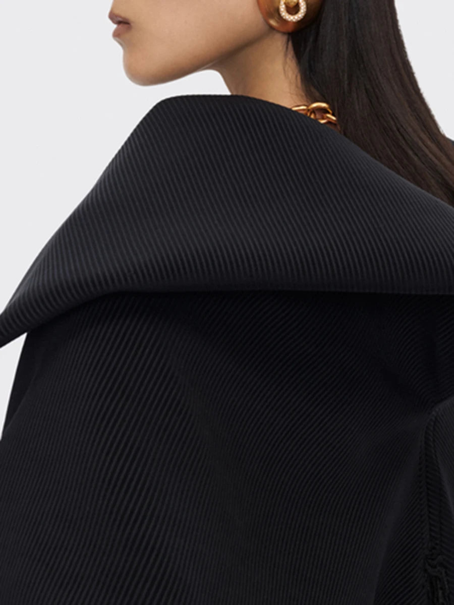 TWOTWINSTYLE Solid Loose Spliced Zipper Fashion Jackets for Women Lapel Long Sleeves Patchwork Lace Up Casual Jacket Female New.