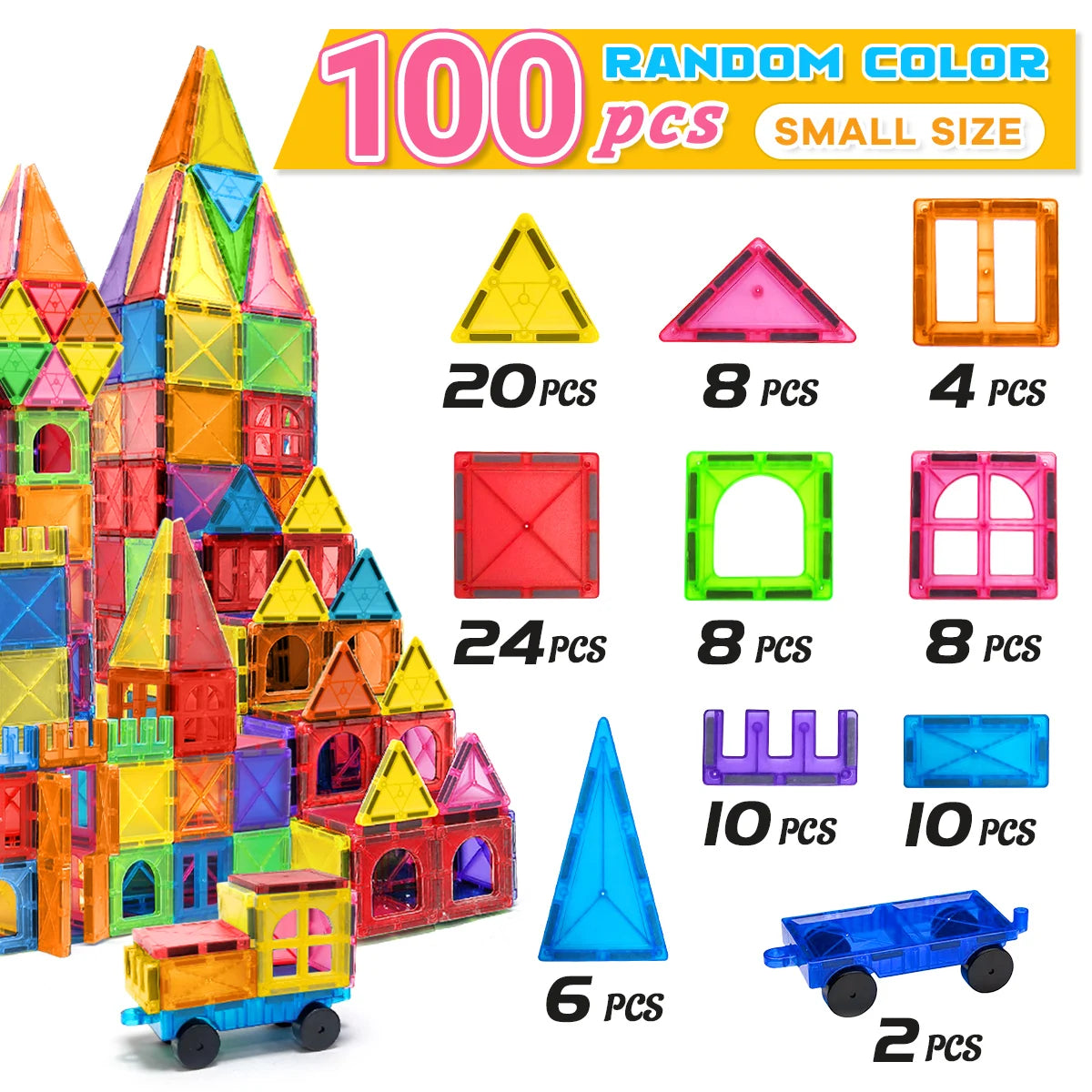 40/64/100PCS Magnetic Building Blocks Montessori  Educational Constructor Toys Set For Kids Game For Boys Girl Gifts.