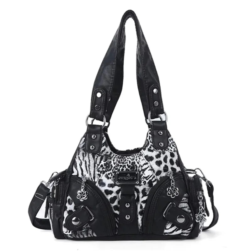 Women Handbags Soft Tote Bag Small Top-handle Fashion Satchel Multi-Pockets Leopard Shoulder Bag Hobos Phone Pack.