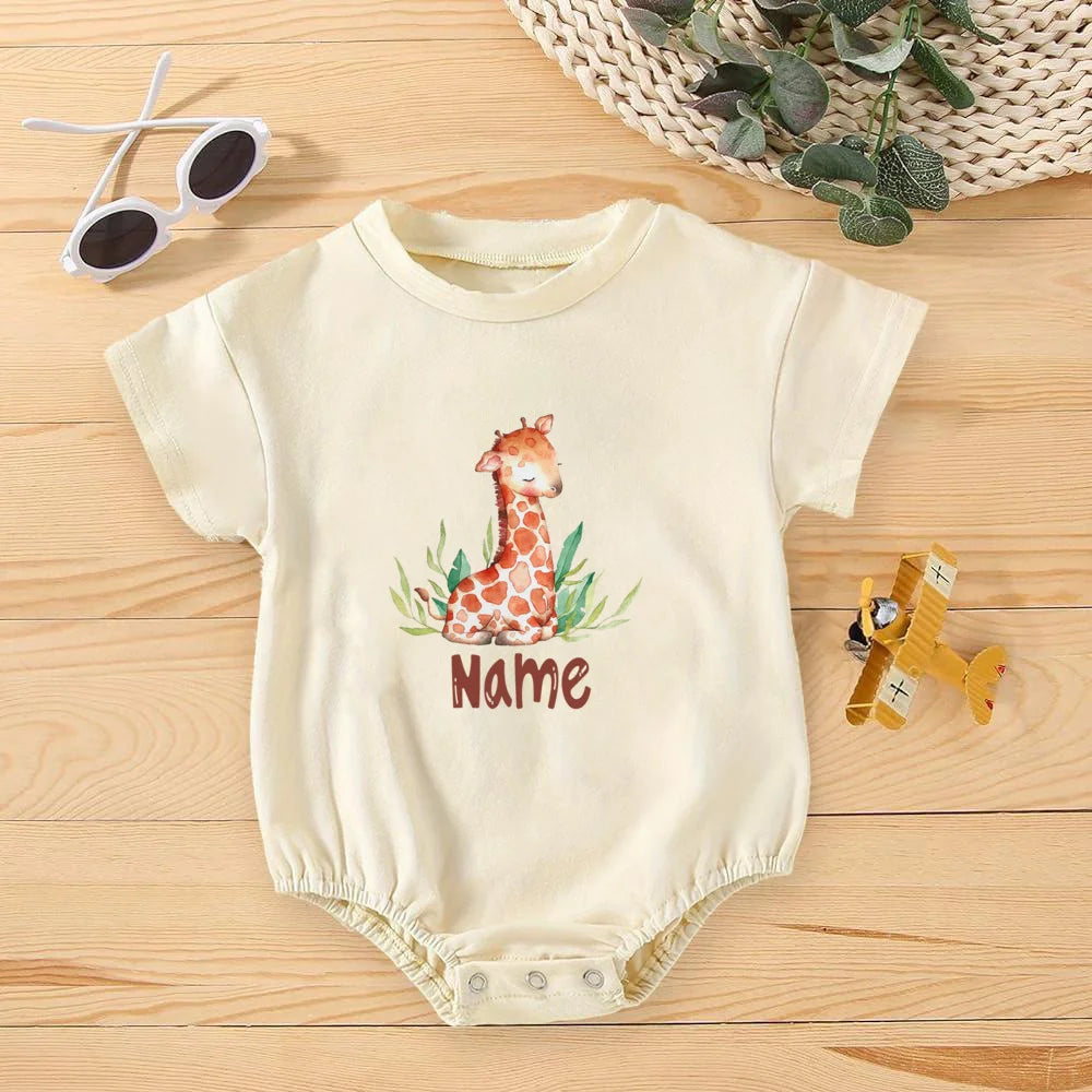 Personalisierter Regenbogen mit Namen Bubble Strampler Säugling Dschungel Geburtstag Party Kleidung Baby Übergroßer Body Niedlicher Wild One Overall.