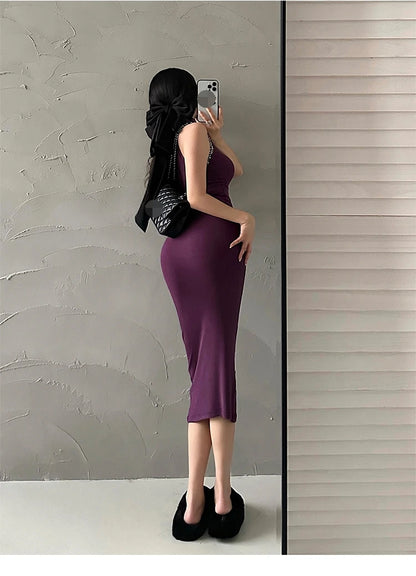 Rot Dünne Sexy Rollkragen Midi Kleid Frauen Abend Party Damen Elastische Hüfte Wrap Elegante Bodycon Kleider Y2k Kleidung