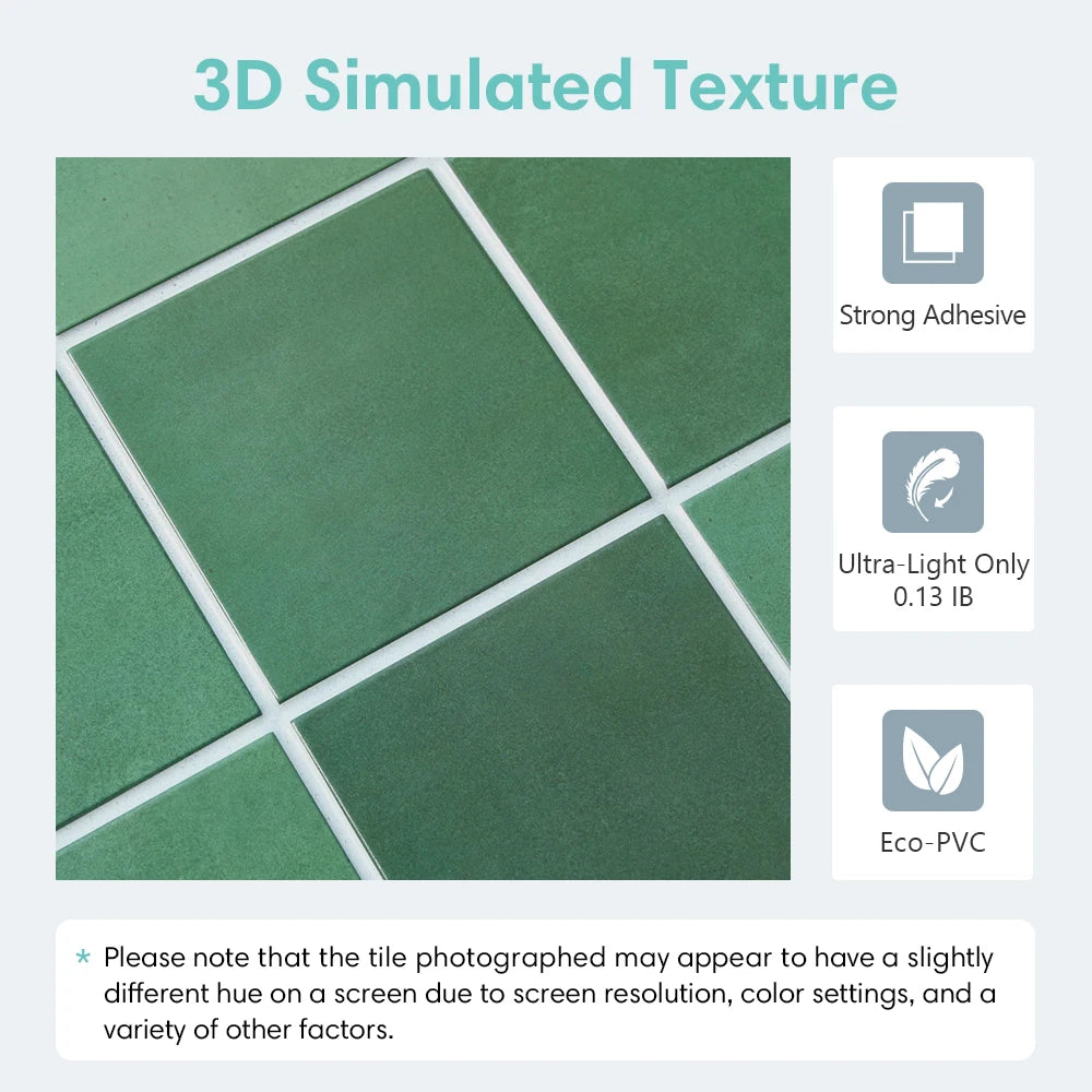 10pcs 3D Decorative Tile Stickers, Self-adhesive 3D Wall Stickers for Kitchen and Bathroom, Water Mold Resistant, 30x30cm