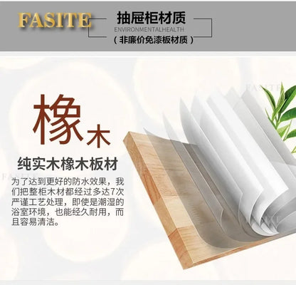 Leichter, luxuriöser Badezimmerschrank aus Steinplatten, integriertes Waschbecken, kombiniertes Waschbecken, WC-Waschbecken, nordischer einfacher Spiegelschrank