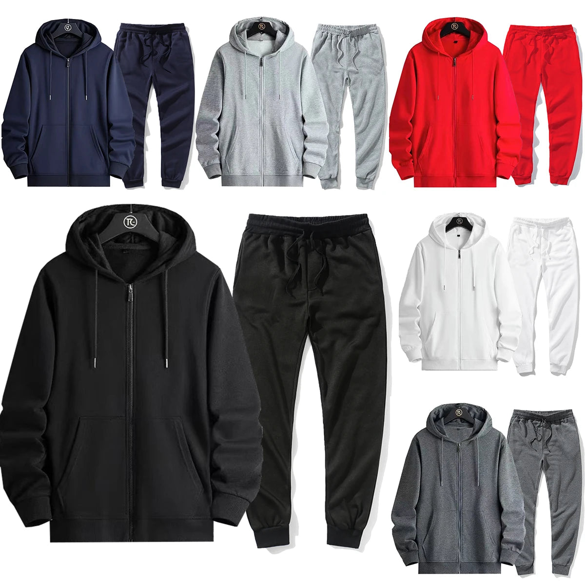 Men's Long Sleeve Zipper Hoodie Solid Color Classic Casual Sweatshirt Autumn Winter Fashion Male Versatile Suit.